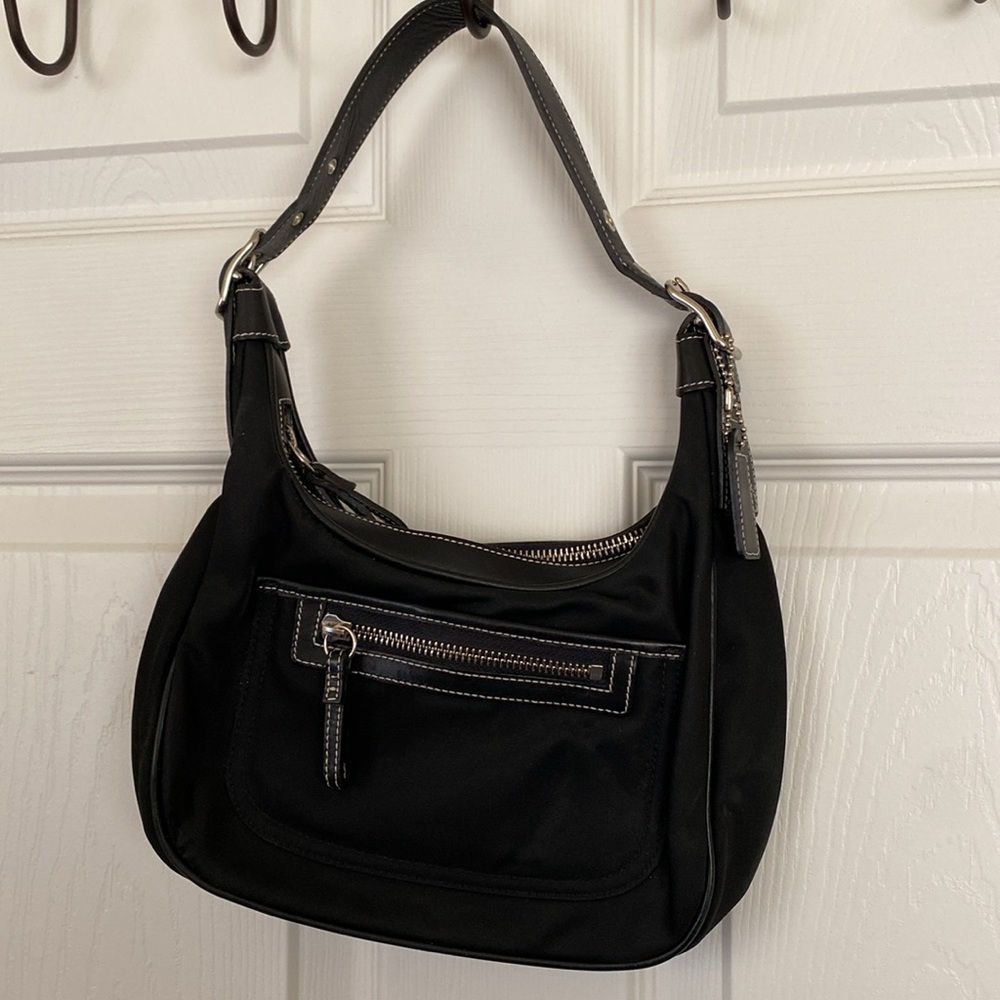 Coach Black Nylon Bag Hobo Vintage Rare Shoulder Handbag Used Y2K - Picture 7 of 12